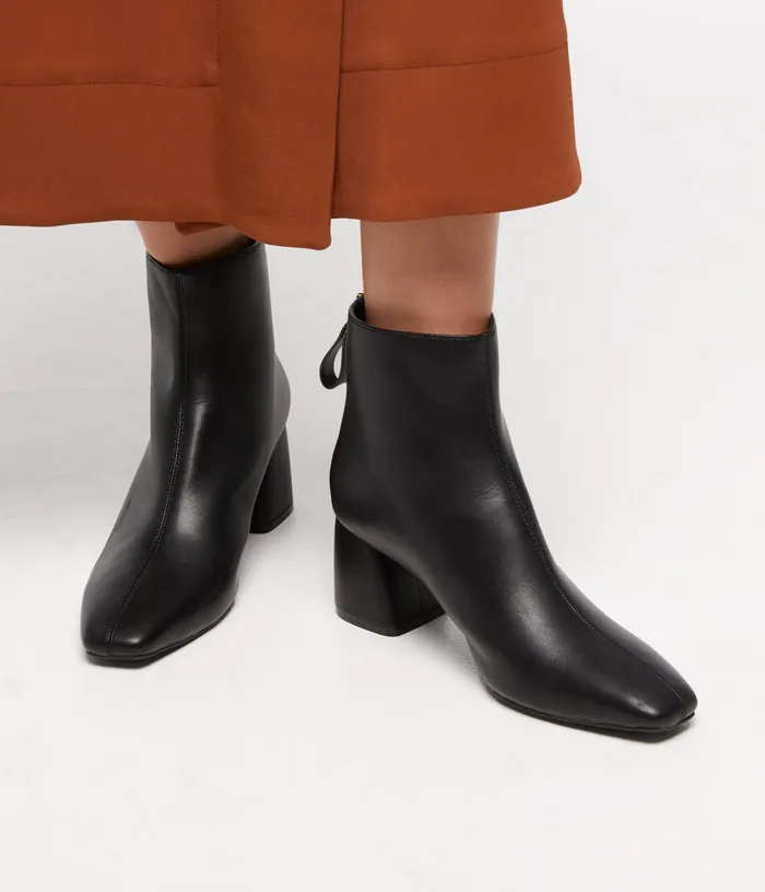 Women Deena Vegan Mid Heel Boots Black Matt and Nat Heels