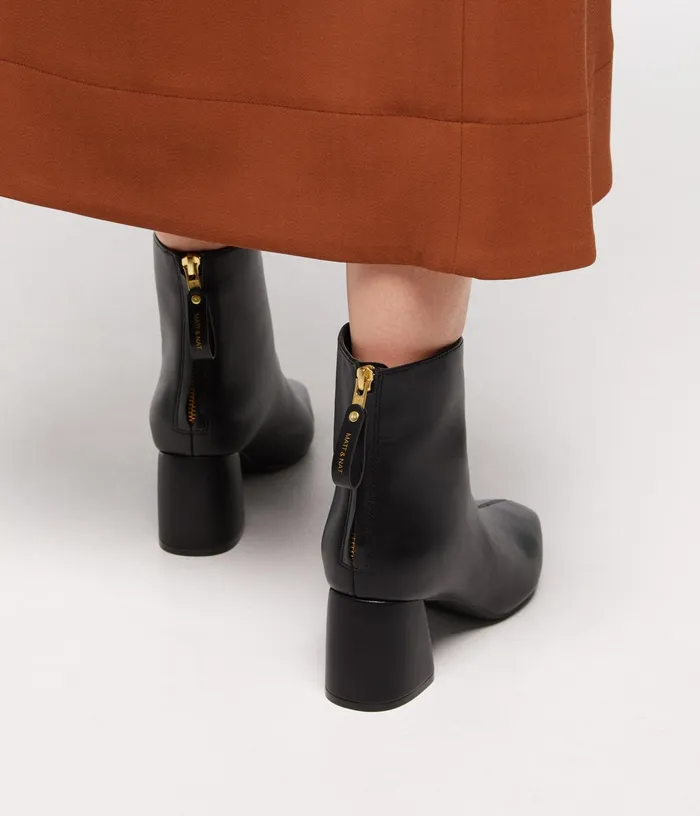Women Deena Vegan Mid Heel Boots Black Matt and Nat Heels