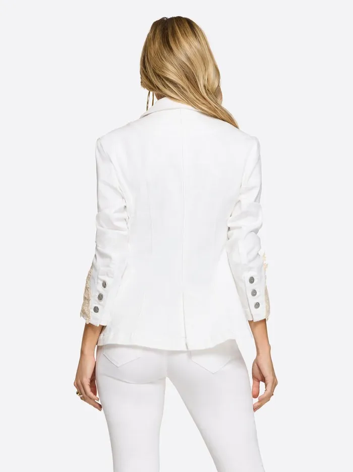 Women Denim Jessica Simpson Fitted Blazer In White