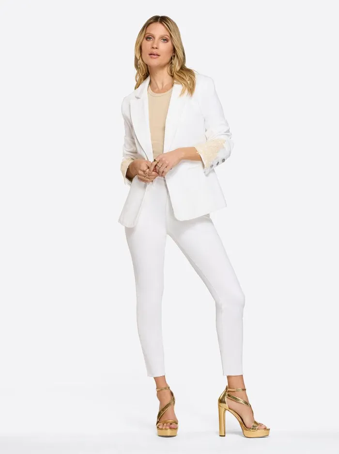 Women Denim Jessica Simpson Fitted Blazer In White