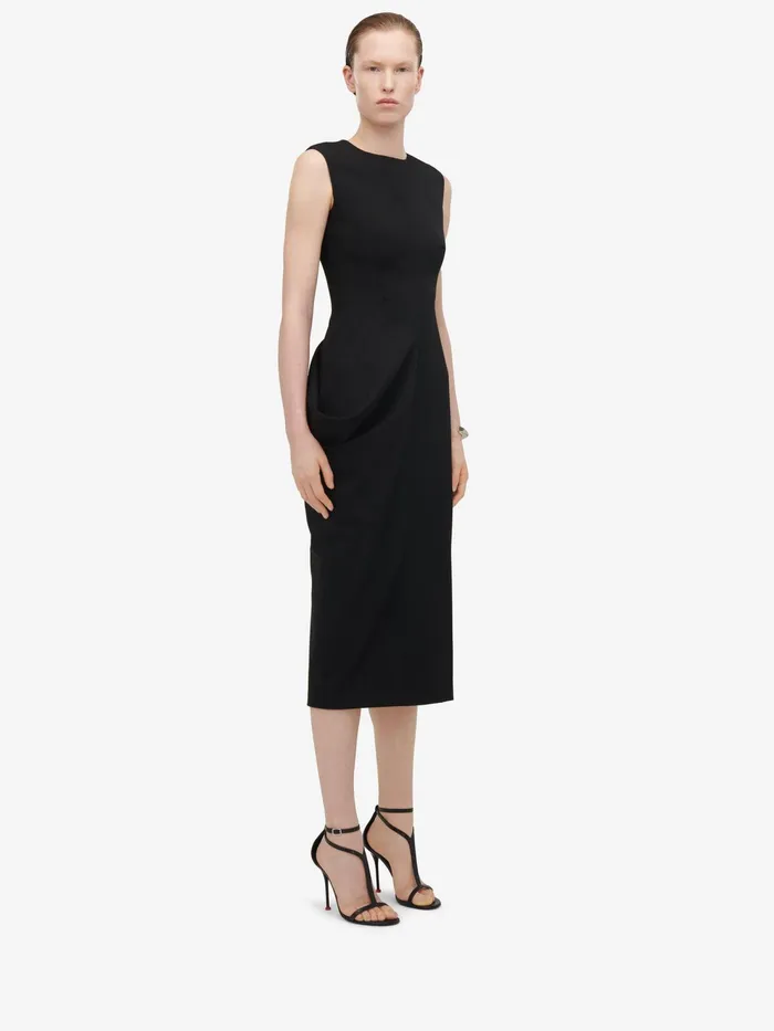 Women Dresses Alexander McQueen Drape Detail Pencil Dress Black