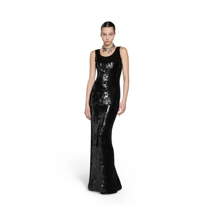 Women Dresses and Skirts Balenciaga Embroidered Maxi Dress In Black