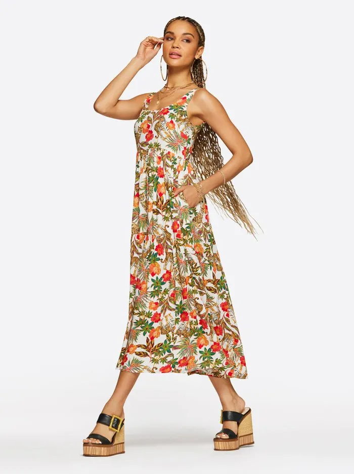 Women Dresses Jessica Simpson Cheryl Maxi Dress In Jungle Parade