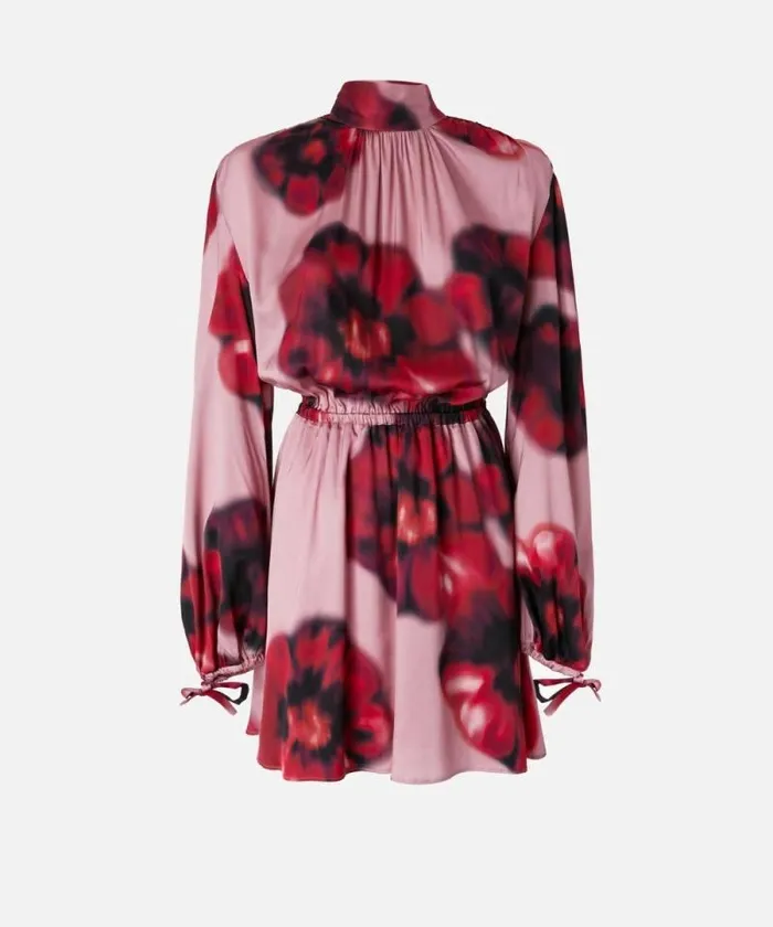 Women Dresses Pinko Floralprint Mini Dress With Open Back Pinkred Women Dresses Pinko Floralprint Mini Dress With Open Back Pinkred