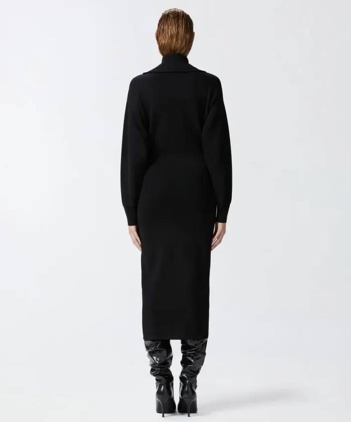 Women Dresses Pinko High Neck Knitted Midi Dress With Zip Limo Black Women Dresses Pinko High Neck Knitted Midi Dress With Zip Limo Black