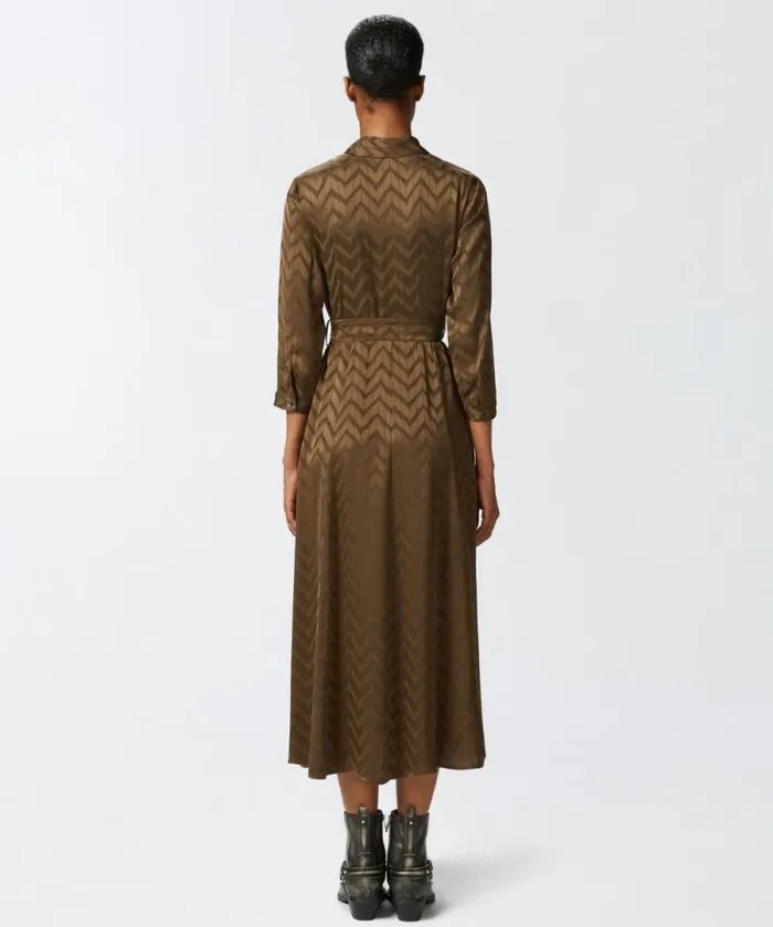 Women Dresses Pinko Long Herringbone Satin Shirt Dress Greenundergrowth Women Dresses Pinko Long Herringbone Satin Shirt Dress Greenundergrowth