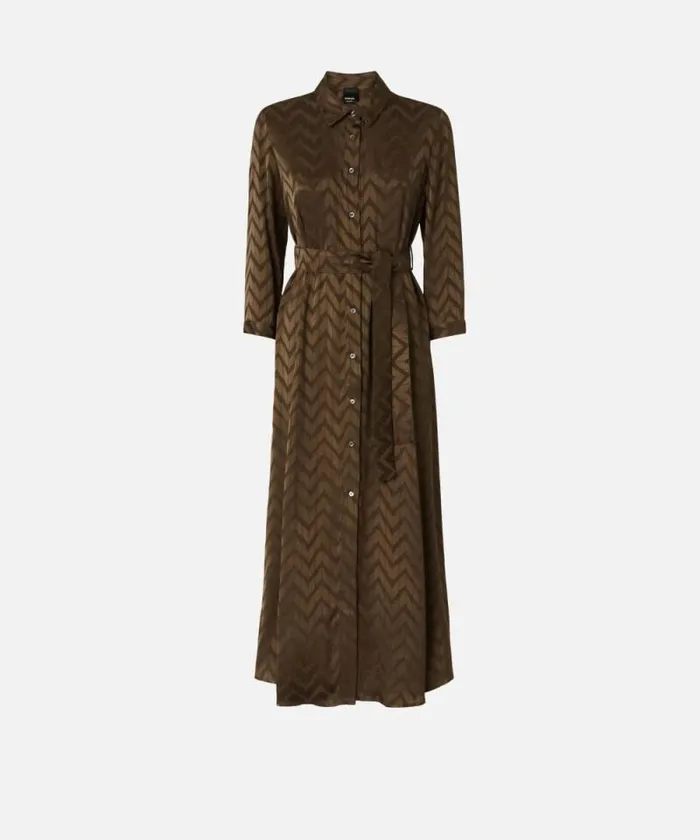 Women Dresses Pinko Long Herringbone Satin Shirt Dress Greenundergrowth Women Dresses Pinko Long Herringbone Satin Shirt Dress Greenundergrowth