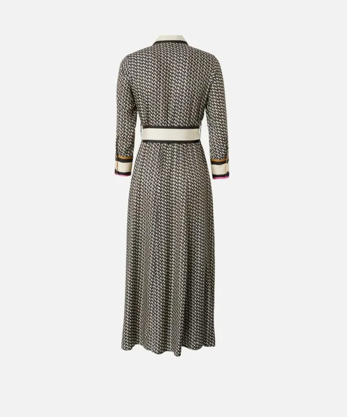 Women Dresses Pinko Long Shirt Dress With Foulard Print Multi Beigeblack Women Dresses Pinko Long Shirt Dress With Foulard Print Multi Beigeblack
