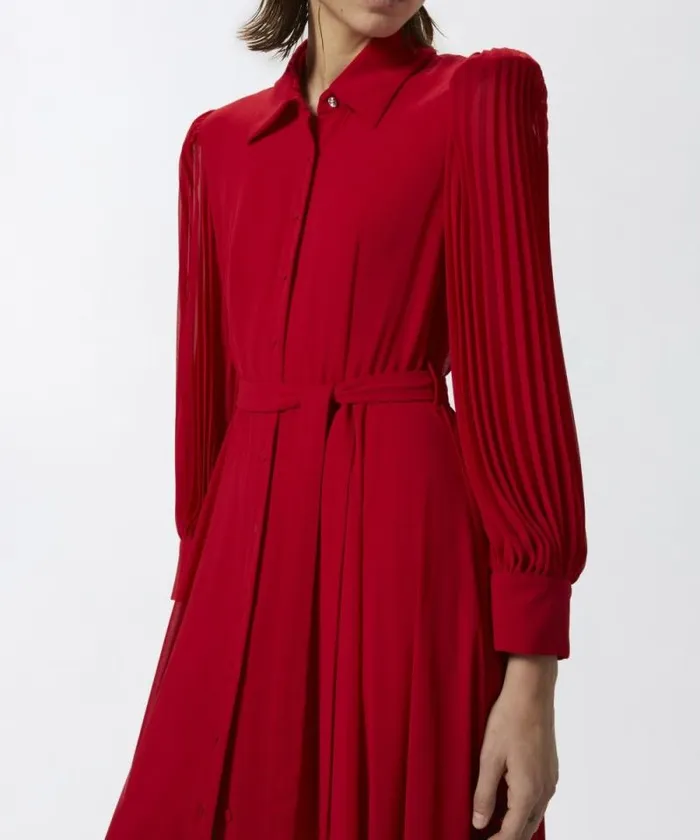 Women Dresses Pinko Long Shirt Dress With Transparent Back Salsa Red Women Dresses Pinko Long Shirt Dress With Transparent Back Salsa Red