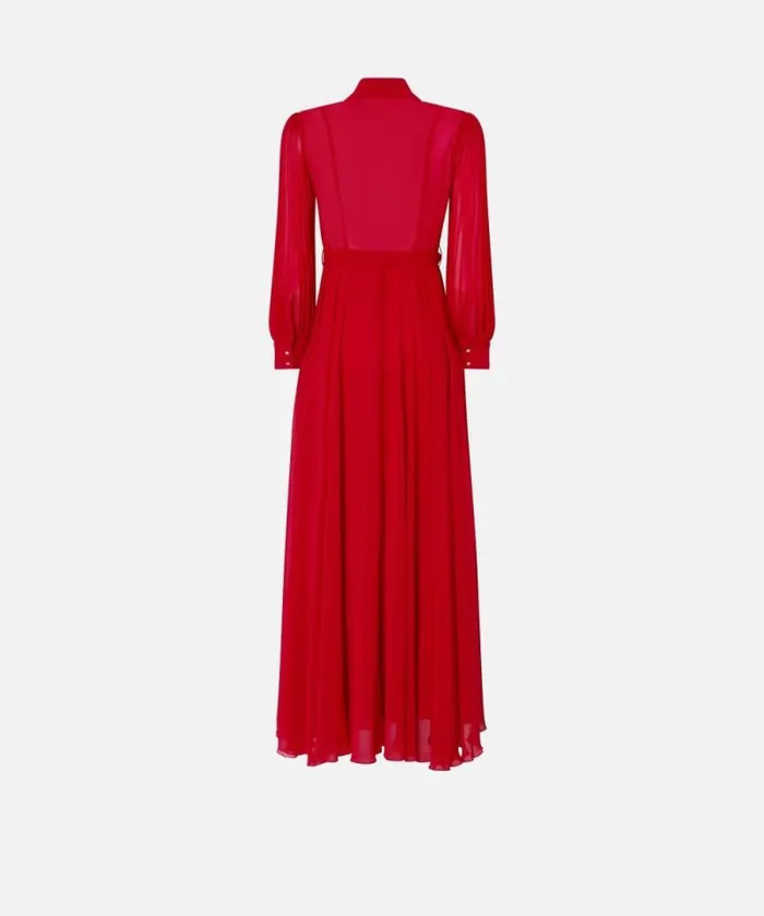Women Dresses Pinko Long Shirt Dress With Transparent Back Salsa Red Women Dresses Pinko Long Shirt Dress With Transparent Back Salsa Red
