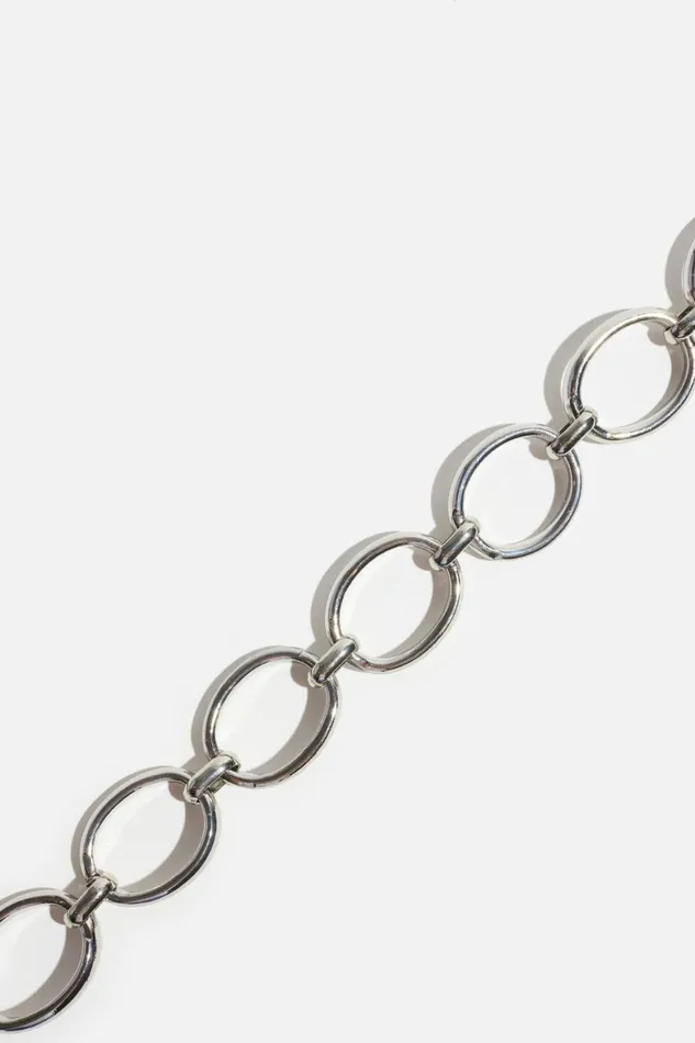 Women Dynamite Belts Open Ovals Chain Belt Gray