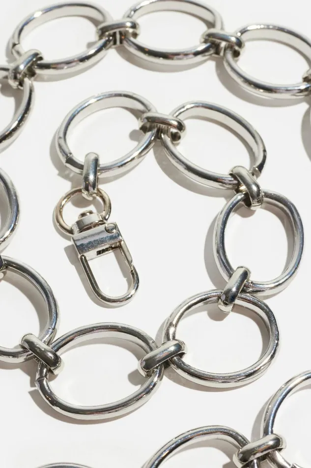 Women Dynamite Belts Open Ovals Chain Belt Gray
