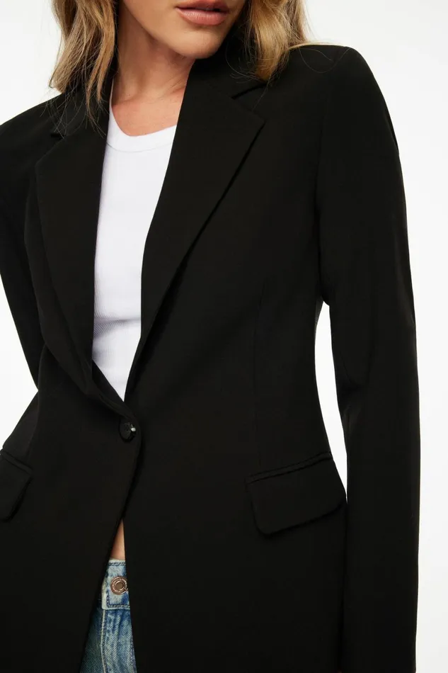 Women Dynamite Blazers and Vests Adeline Single Breasted Blazer Black