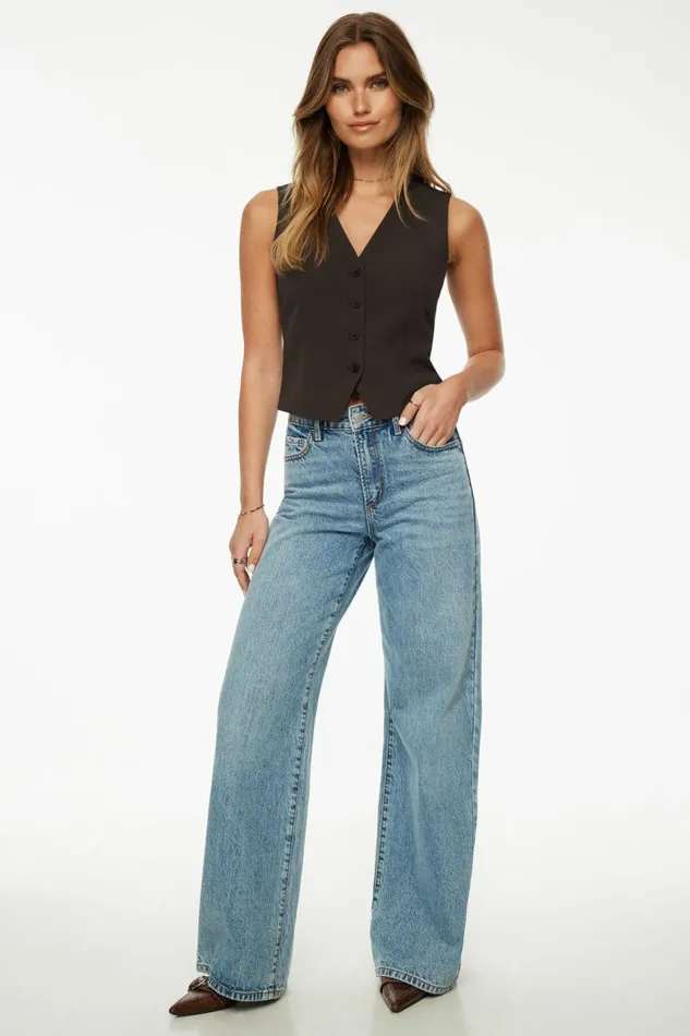 Women Dynamite Blazers and Vests Millie Tailored Four Button Vest Brown