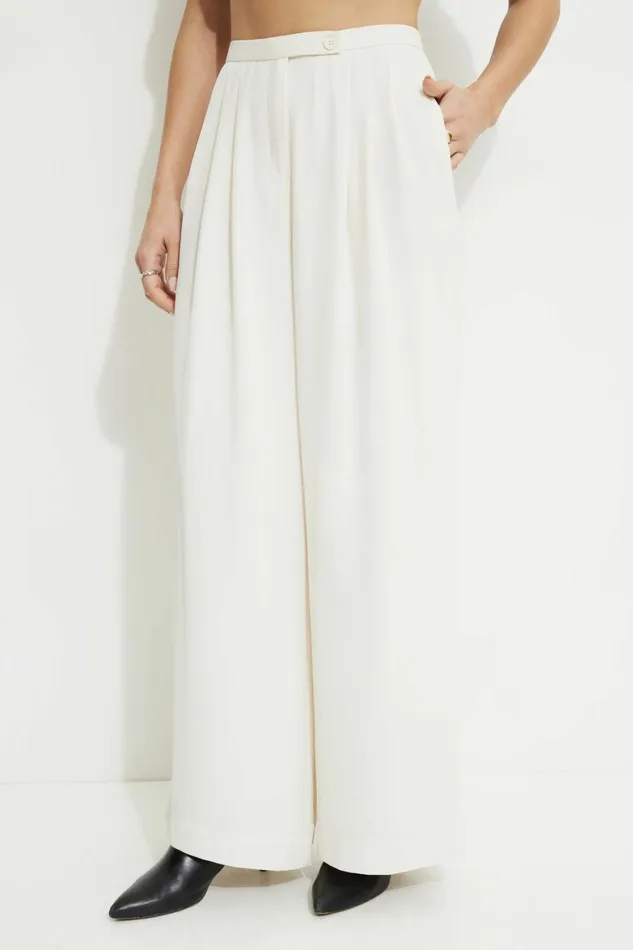 Women Dynamite Pants Fluid Wide Leg Pants BEIGE
