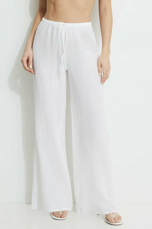 Women Dynamite Pants PullOn Gauze Pants White