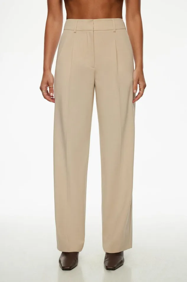Women Dynamite Pants Sofia Pleated Straight Leg Pants Beige