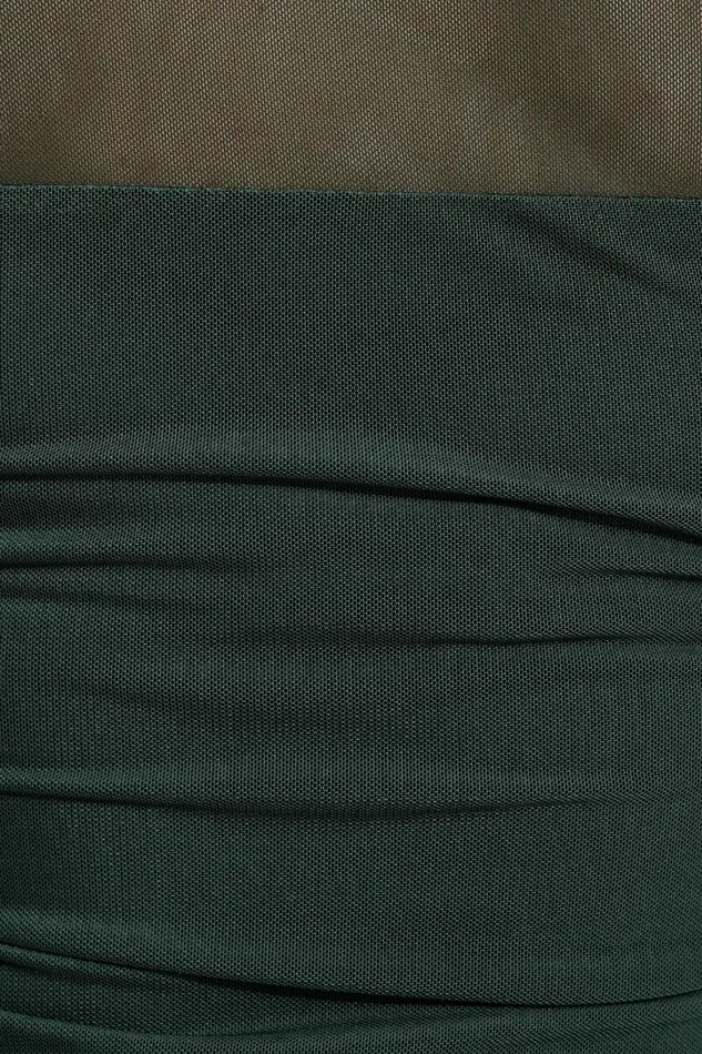 Women Dynamite Tops Shirred Long Sleeve Bolero Top Green