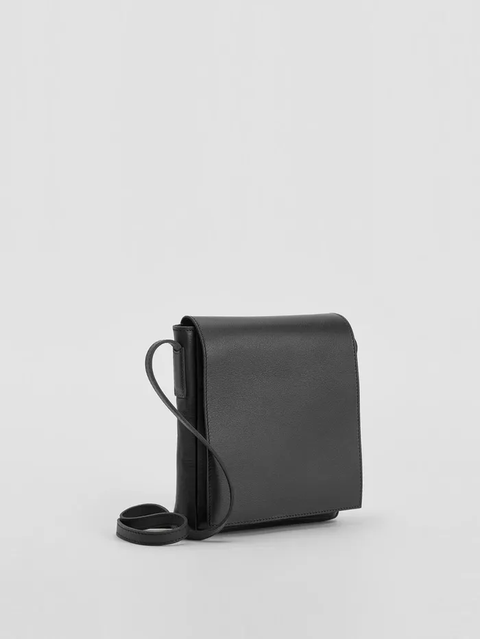Women Eileen Fisher Accessories Italian Leather Square Crossbody Bag Black