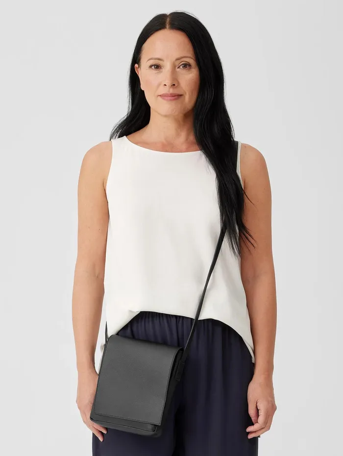 Women Eileen Fisher Accessories Italian Leather Square Crossbody Bag Black