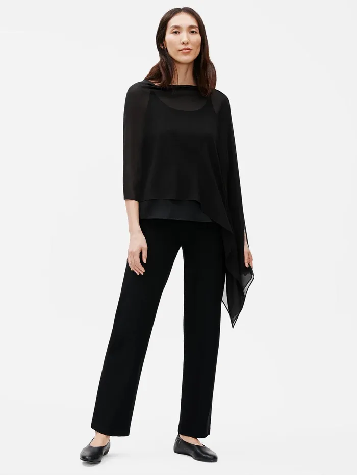 Women Eileen Fisher Accessories System Sheer Silk Georgette Wrap Black
