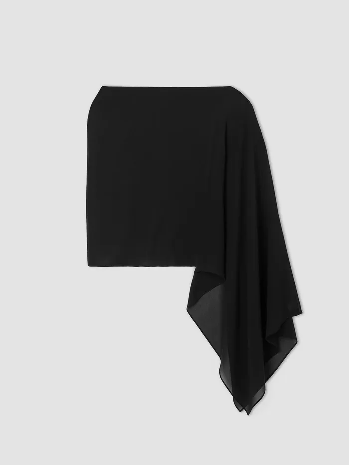 Women Eileen Fisher Accessories System Sheer Silk Georgette Wrap Black