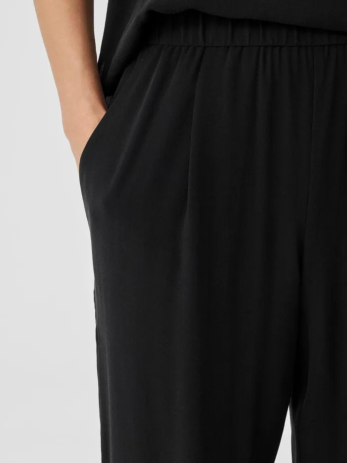 Women Eileen Fisher Pants Shorts and Jumpsuits Silk Georgette Crepe Jogger Pant Black