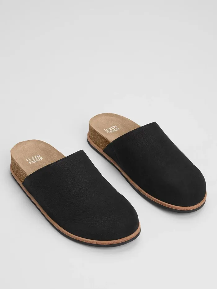 Women Eileen Fisher Shoes Bios Tumbled Nubuck Mule Blacknatural