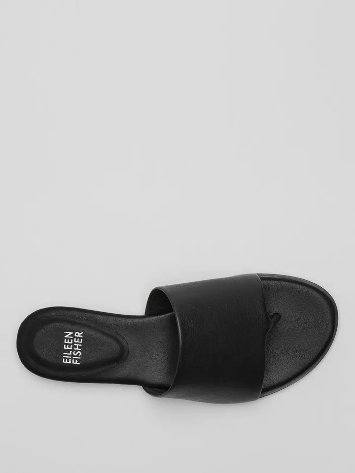 Women Eileen Fisher Shoes Edge Leather Slide Sandal Black