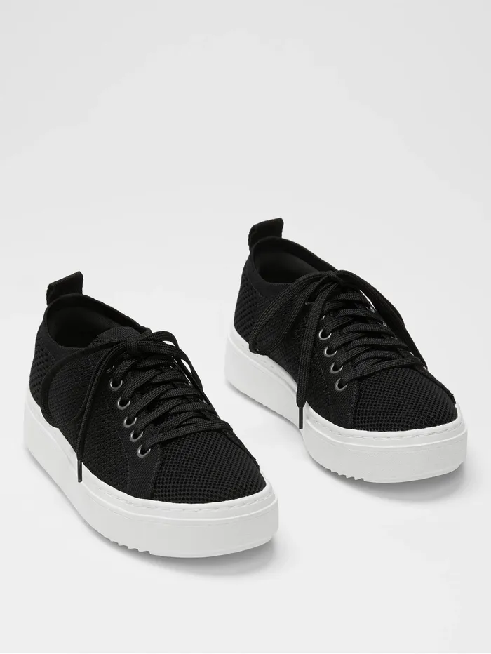 Women Eileen Fisher Shoes Peris Recycled Stretch Knit Wedge Sneaker Black