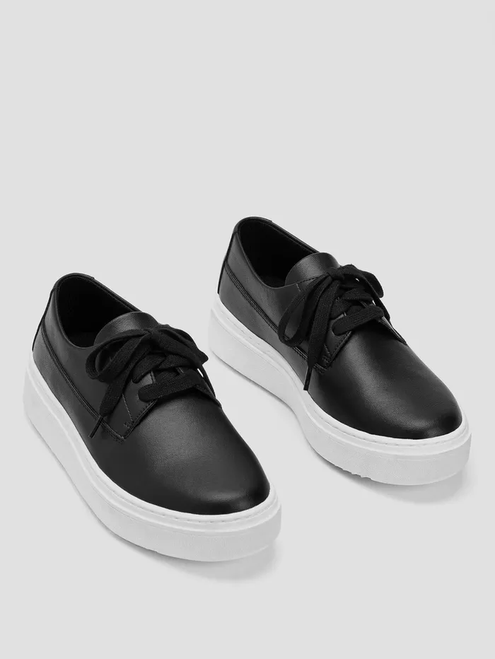 Women Eileen Fisher Shoes Prop Leather Sneaker Black