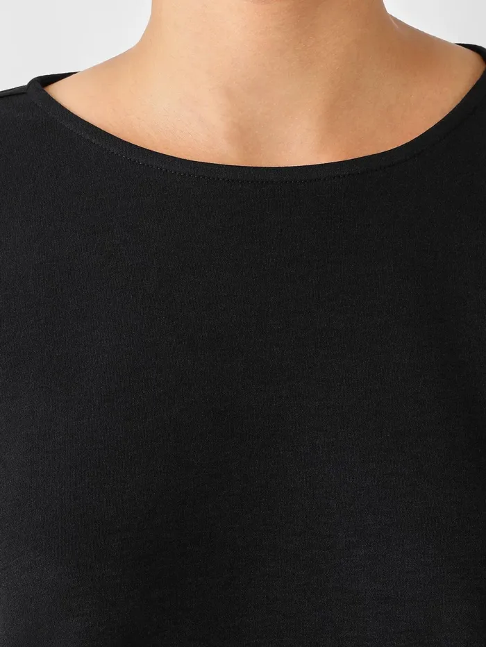 Women Eileen Fisher Sleepwear Cozy Organic Cotton Interlock BoxTop Black
