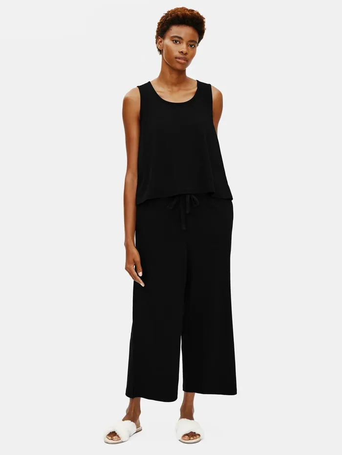 Women Eileen Fisher Sleepwear Organic Cotton Interlock UNeck Sleep Tank Black