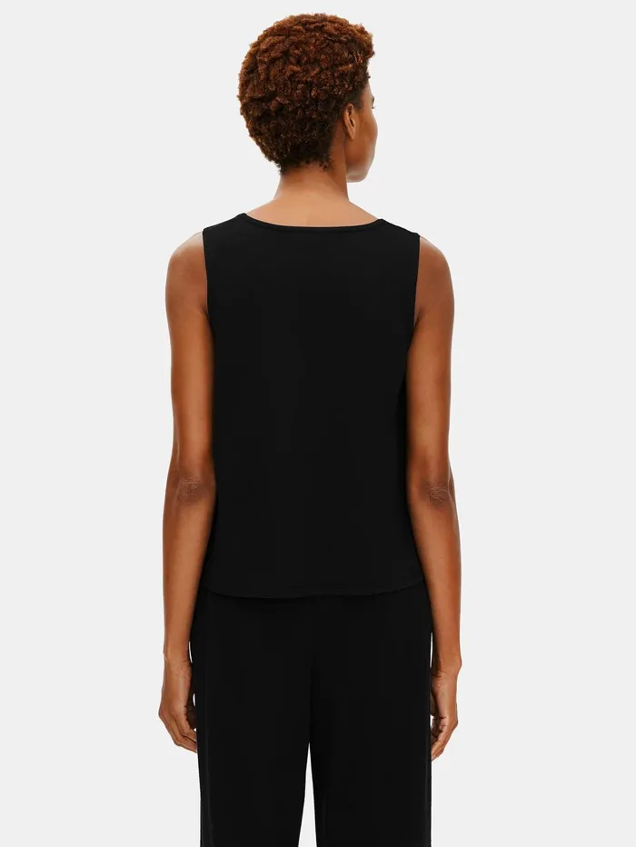 Women Eileen Fisher Sleepwear Organic Cotton Interlock UNeck Sleep Tank Black
