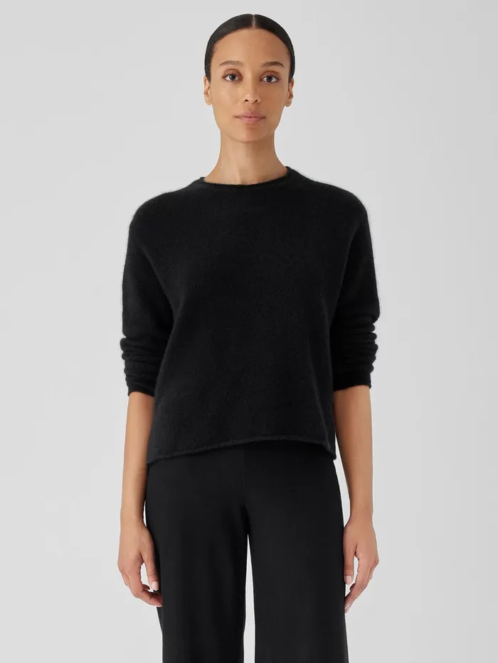 Women Eileen Fisher Sweaters and Cardigans Cashmere Silk Bliss Crew Neck Top Black Women Eileen Fisher Sweaters and Cardigans Cashmere Silk Bliss Crew Neck Top Black