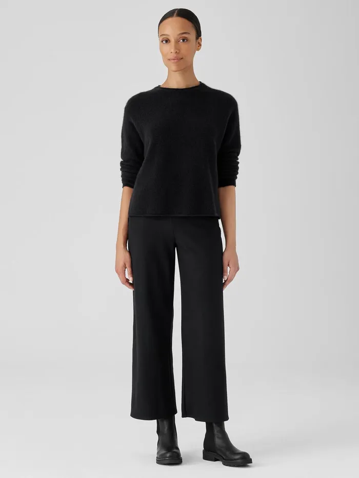 Women Eileen Fisher Sweaters and Cardigans Cashmere Silk Bliss Crew Neck Top Black