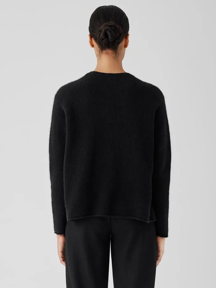 Women Eileen Fisher Sweaters and Cardigans Cashmere Silk Bliss Crew Neck Top Black