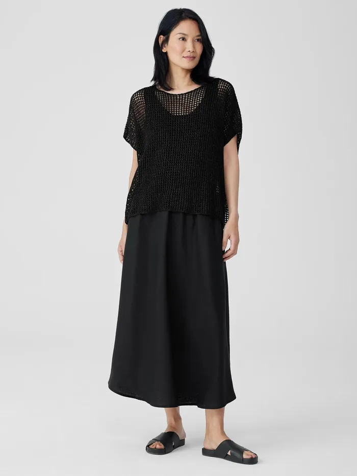 Women Eileen Fisher Sweaters and Cardigans Organic Linen DlavBateau Neck Top Black