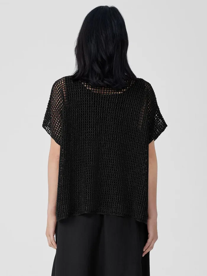 Women Eileen Fisher Sweaters and Cardigans Organic Linen DlavBateau Neck Top Black