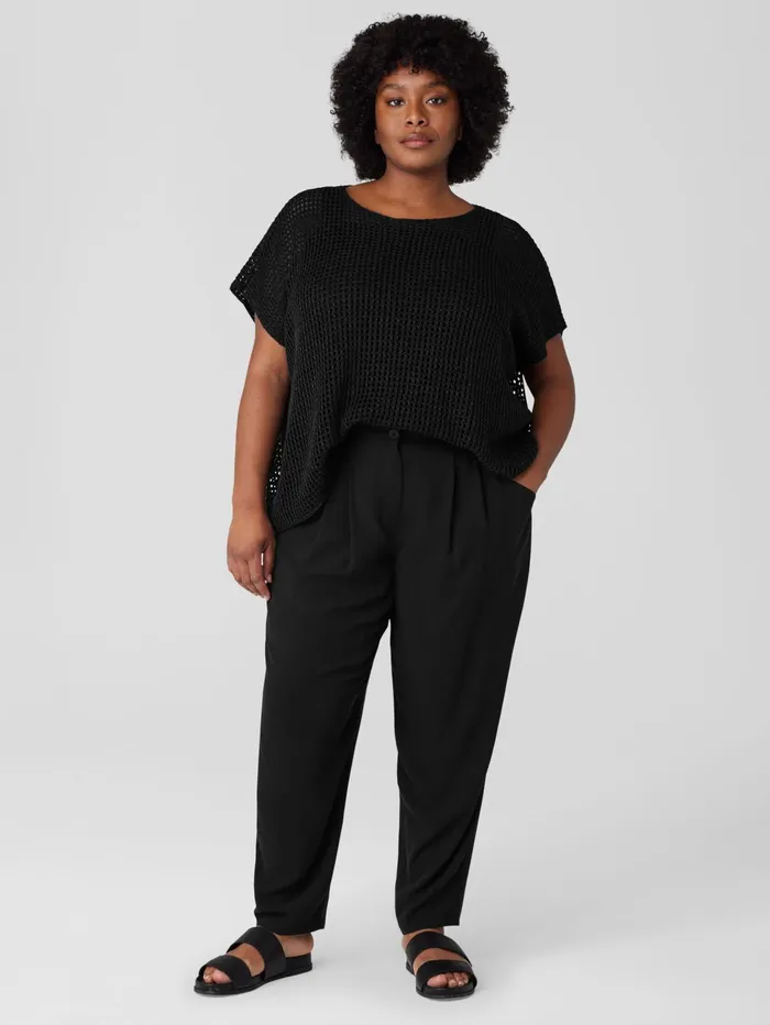 Women Eileen Fisher Sweaters and Cardigans Organic Linen DlavBateau Neck Top Black
