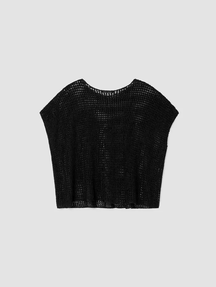 Women Eileen Fisher Sweaters and Cardigans Organic Linen DlavBateau Neck Top Black
