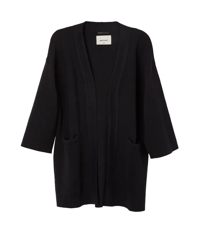 Women Elsa WomenS Open Front Cardigan Black Matt and Nat Knitwear