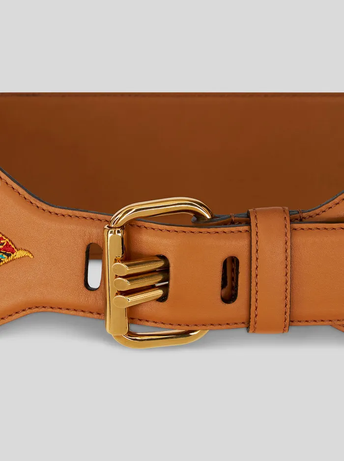 Women Embroidered Leather Belt Etro Belts