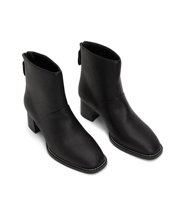 Women Erivo Vegan Block Heel Boots Black Matt and Nat Heels