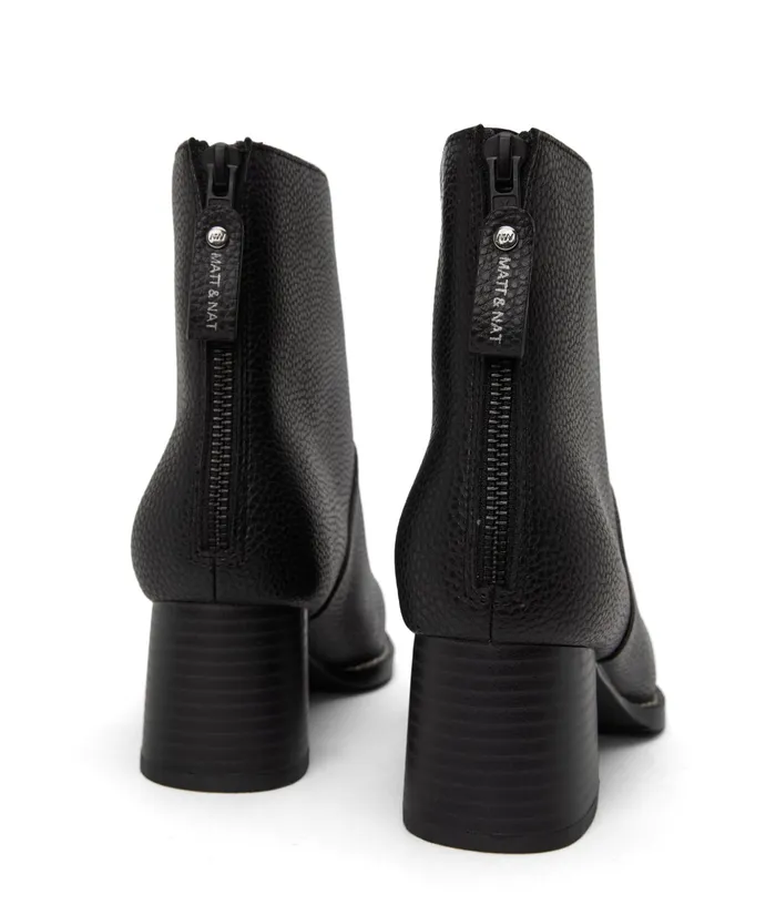 Women Erivo Vegan Block Heel Boots Black Matt and Nat Heels