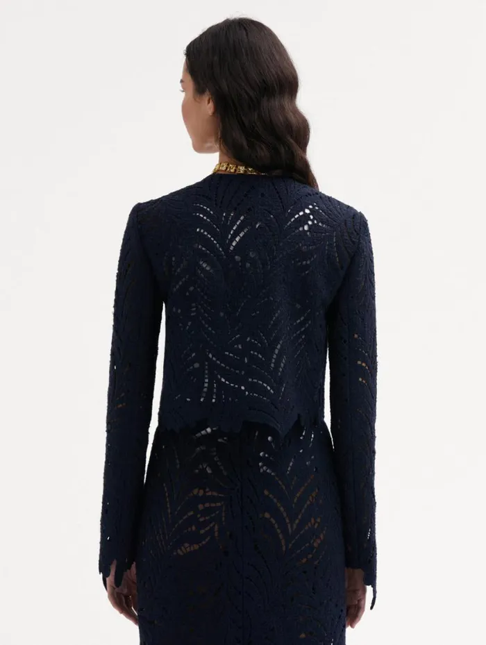 Women Fern Cutout Tweed Jacket Navy Oscar De La Renta Jackets and Coats Women Fern Cutout Tweed Jacket Navy Oscar De La Renta Jackets and Coats