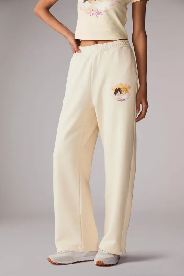 Women Fiorucci Angels Angels Jeans Logo Joggers Cream Women Fiorucci Angels Angels Jeans Logo Joggers Cream