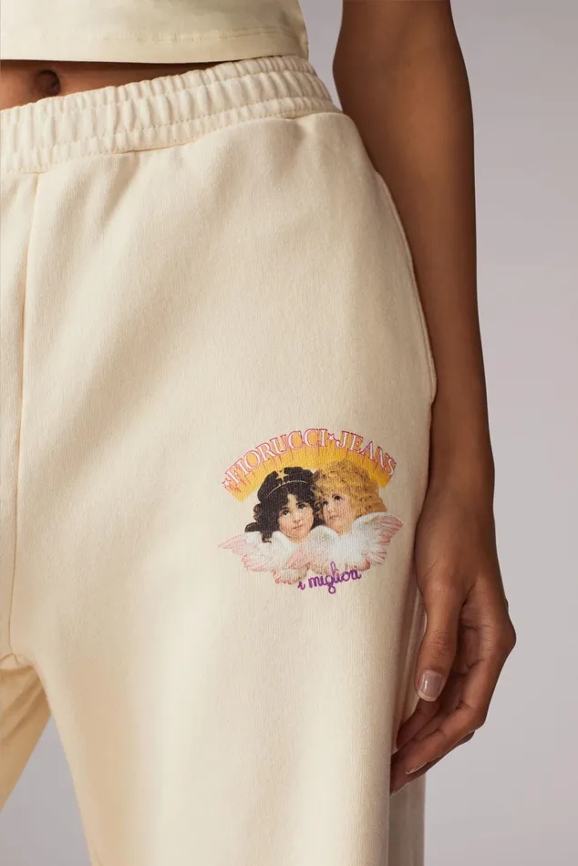 Women Fiorucci Angels Angels Jeans Logo Joggers Cream Women Fiorucci Angels Angels Jeans Logo Joggers Cream