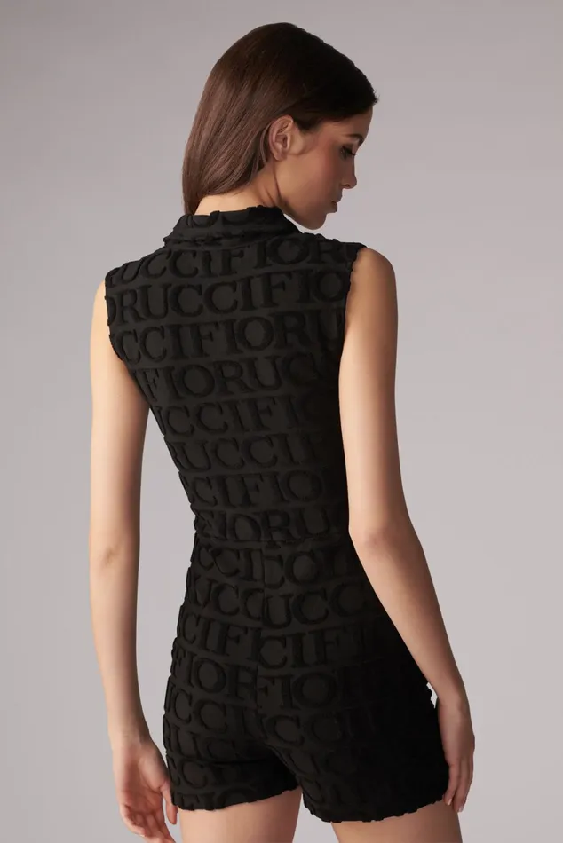 Women Fiorucci Dresses Monogram Towelling Playsuit Black Women Fiorucci Dresses Monogram Towelling Playsuit Black