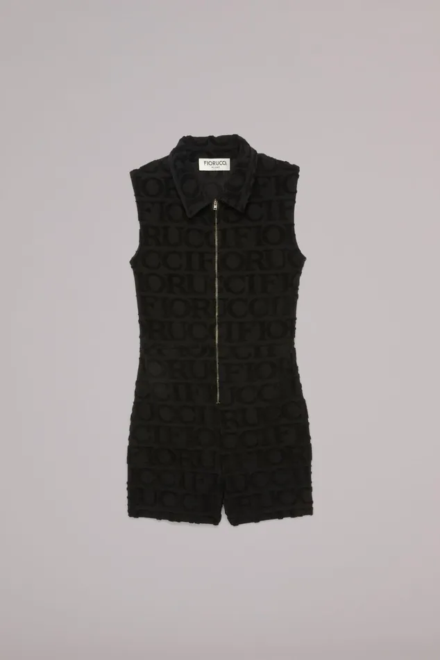 Women Fiorucci Dresses Monogram Towelling Playsuit Black Women Fiorucci Dresses Monogram Towelling Playsuit Black